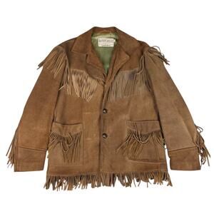 VTG Rancher by Schott Bros Western Fringe Jacket Men’s 46 Brown Suede Leather